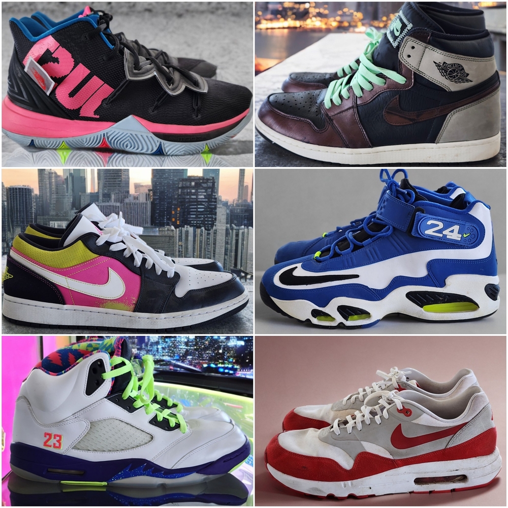 OBO ● 6 PAIRS of assorted NIKES (JORDAN, GRIFFEY, KYRIE, MAX)